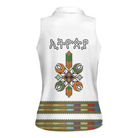 Ethiopian Traditional Habesha Costume Women Sleeveless Polo Shirt Cross With Tilet Pattern