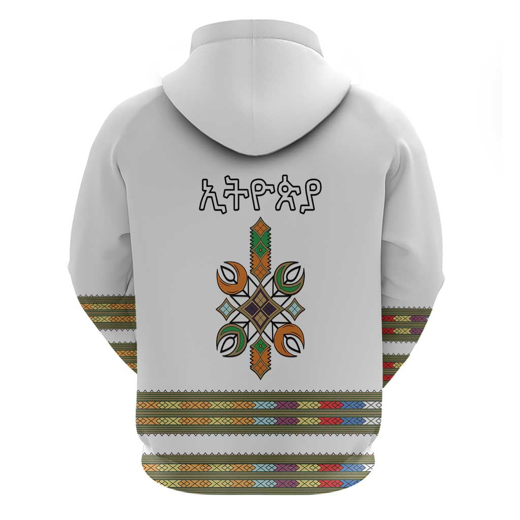 Ethiopian Traditional Habesha Costume Zip Hoodie Cross With Tilet Pattern