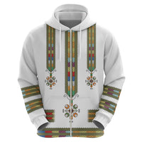 Ethiopian Traditional Habesha Costume Zip Hoodie Cross With Tilet Pattern