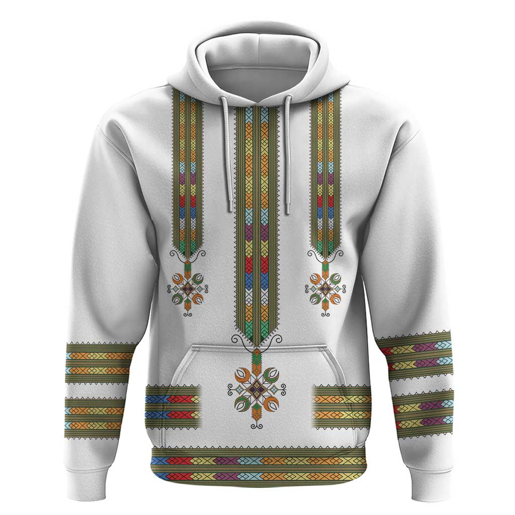 Ethiopian Traditional Habesha Costume Zip Hoodie Cross With Tilet Pattern