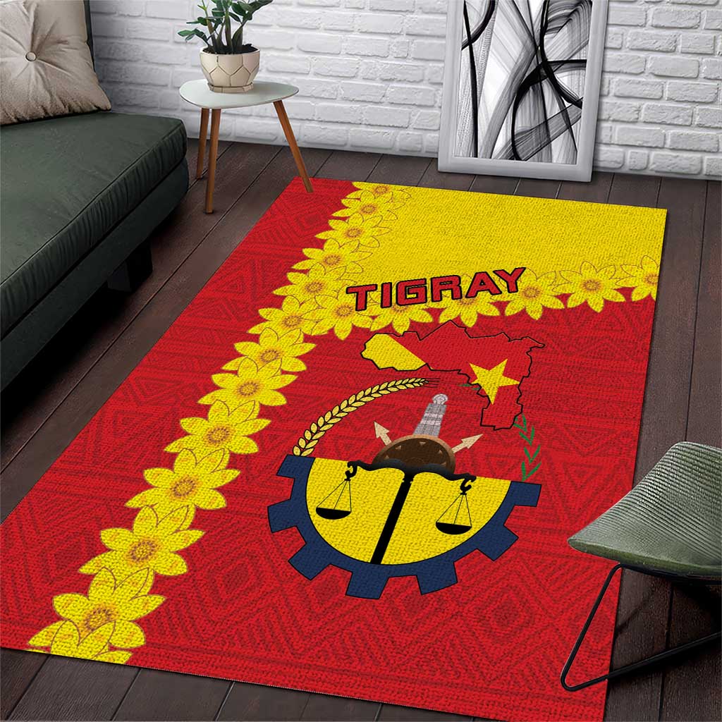 Tigray Region Area Rug Tigray Emblem With Flag Map