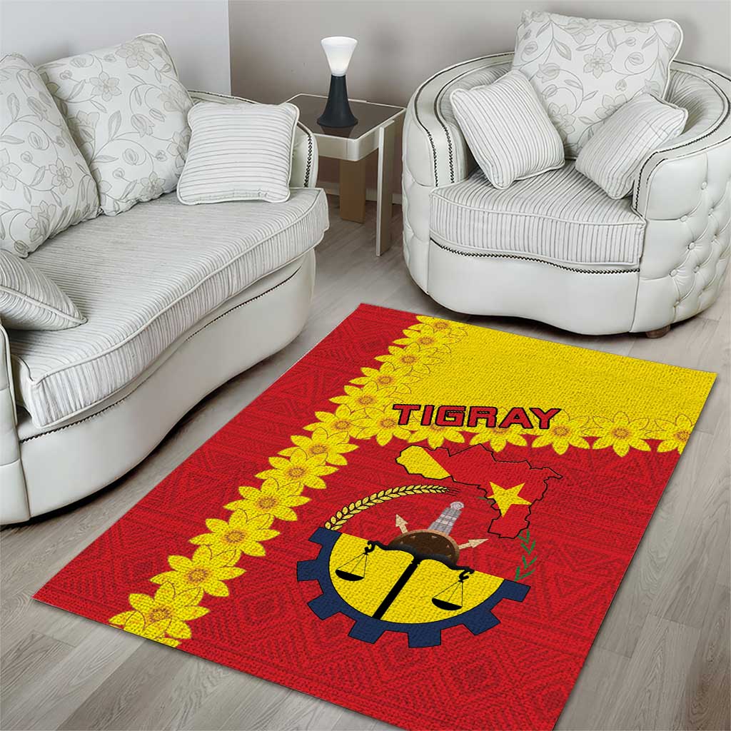 Tigray Region Area Rug Tigray Emblem With Flag Map