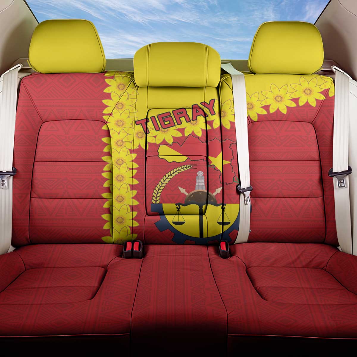 Tigray Region Back Car Seat Cover Tigray Emblem With Flag Map