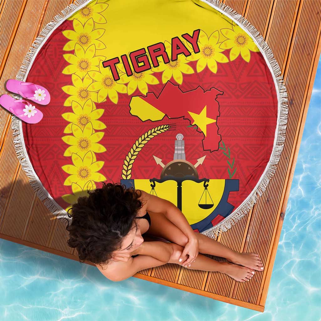 Tigray Region Beach Blanket Tigray Emblem With Flag Map