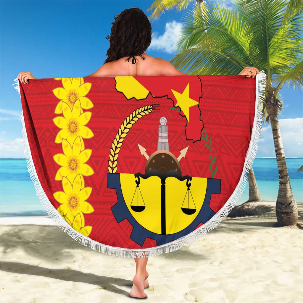 Tigray Region Beach Blanket Tigray Emblem With Flag Map