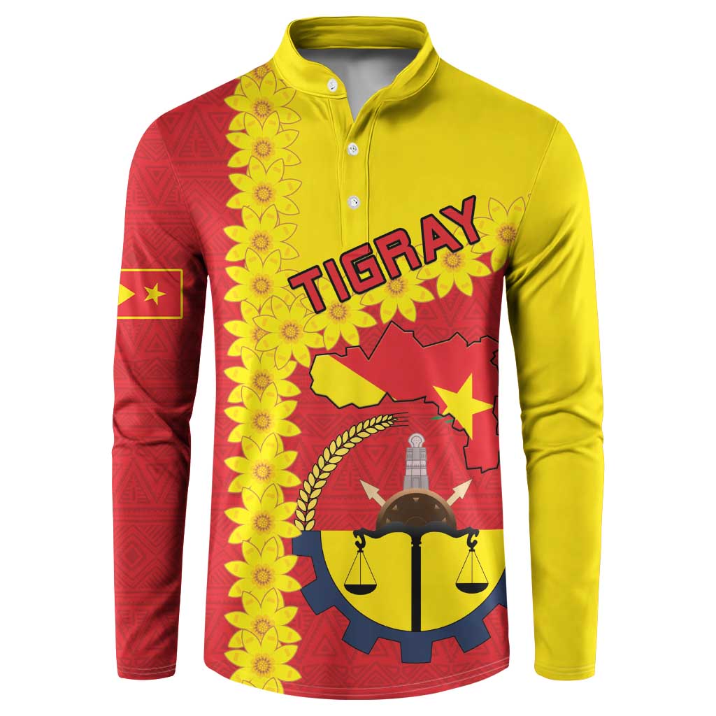 Tigray Region Button Sweatshirt Tigray Emblem With Flag Map