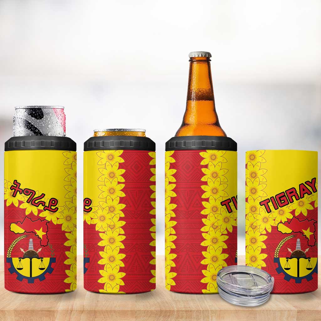 Tigray Region 4 in 1 Can Cooler Tumbler Tigray Emblem With Flag Map