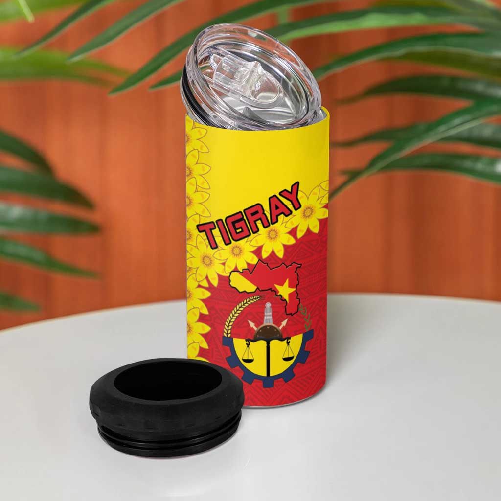 Tigray Region 4 in 1 Can Cooler Tumbler Tigray Emblem With Flag Map