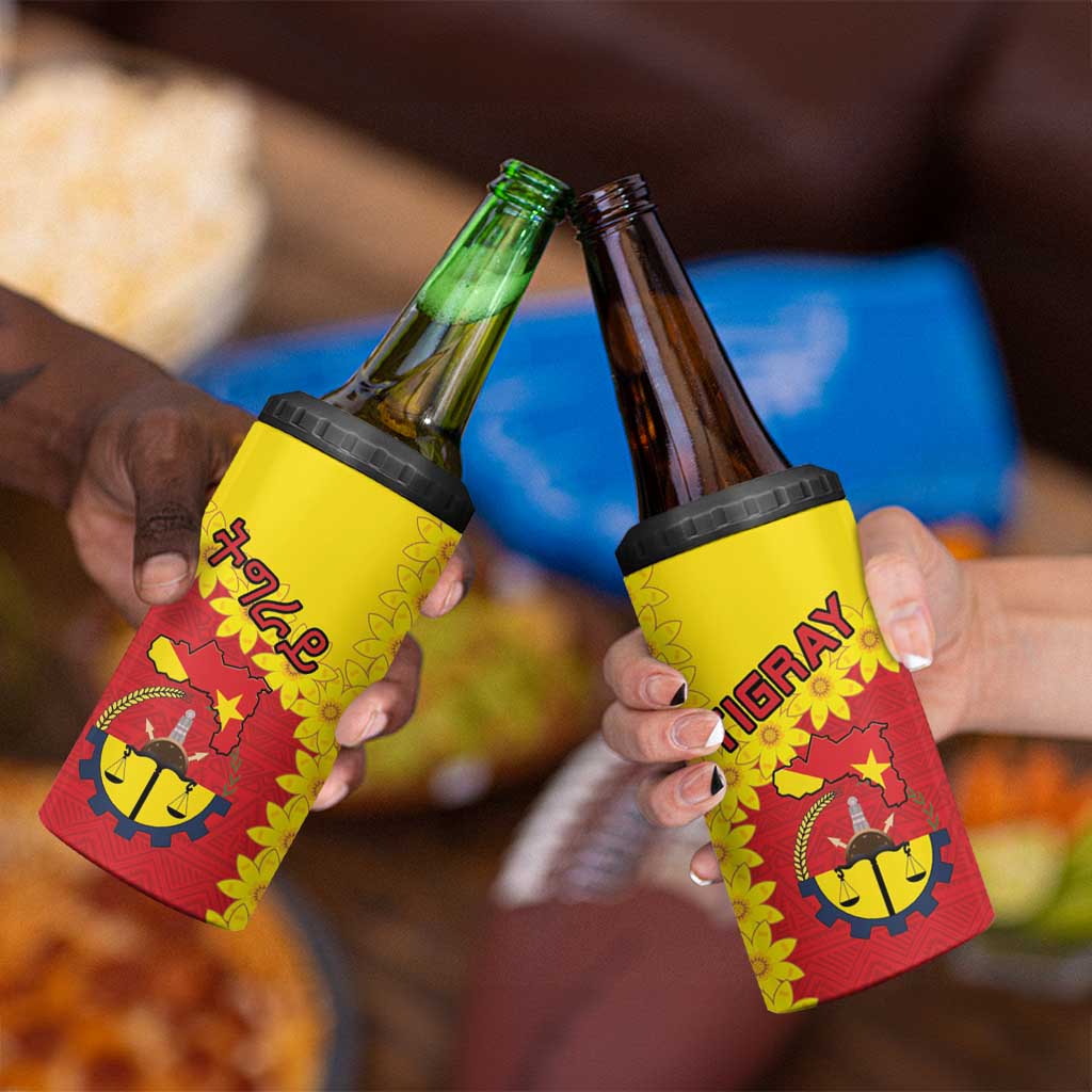 Tigray Region 4 in 1 Can Cooler Tumbler Tigray Emblem With Flag Map