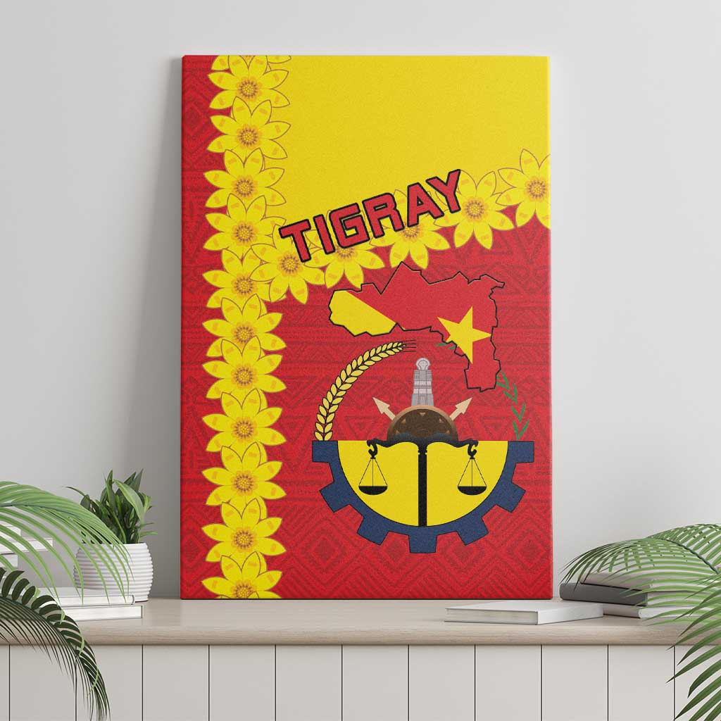 Tigray Region Canvas Wall Art Tigray Emblem With Flag Map