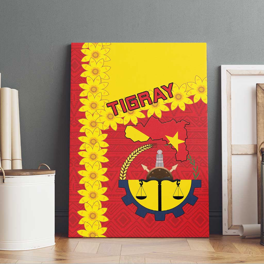 Tigray Region Canvas Wall Art Tigray Emblem With Flag Map