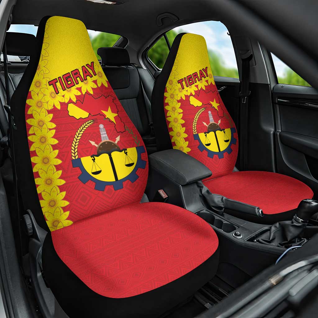 Tigray Region Car Seat Cover Tigray Emblem With Flag Map