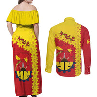 Tigray Region Couples Matching Off Shoulder Maxi Dress and Long Sleeve Button Shirt Tigray Emblem With Flag Map