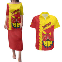 Tigray Region Couples Matching Puletasi and Hawaiian Shirt Tigray Emblem With Flag Map