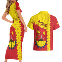 Tigray Region Couples Matching Short Sleeve Bodycon Dress and Hawaiian Shirt Tigray Emblem With Flag Map