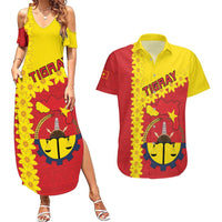 Tigray Region Couples Matching Summer Maxi Dress and Hawaiian Shirt Tigray Emblem With Flag Map