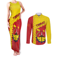Tigray Region Couples Matching Tank Maxi Dress and Long Sleeve Button Shirt Tigray Emblem With Flag Map