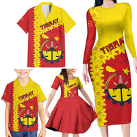 Tigray Region Family Matching Long Sleeve Bodycon Dress and Hawaiian Shirt Tigray Emblem With Flag Map