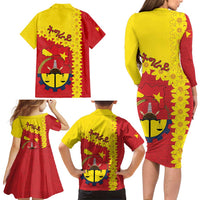 Tigray Region Family Matching Long Sleeve Bodycon Dress and Hawaiian Shirt Tigray Emblem With Flag Map