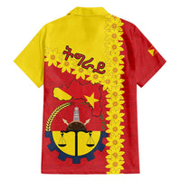 Tigray Region Family Matching Long Sleeve Bodycon Dress and Hawaiian Shirt Tigray Emblem With Flag Map