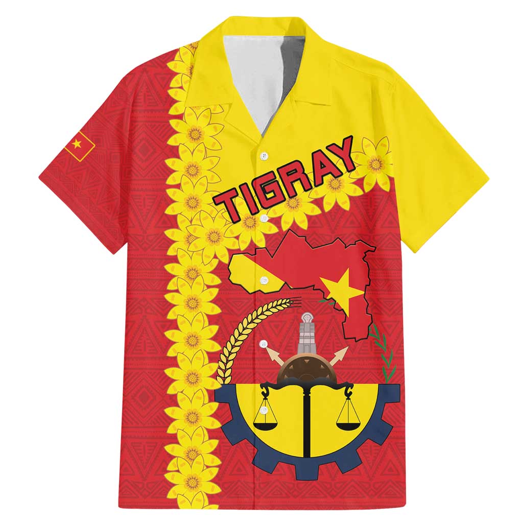Tigray Region Family Matching Mermaid Dress and Hawaiian Shirt Tigray Emblem With Flag Map