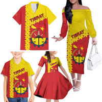 Tigray Region Family Matching Off The Shoulder Long Sleeve Dress and Hawaiian Shirt Tigray Emblem With Flag Map