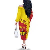 Tigray Region Family Matching Off The Shoulder Long Sleeve Dress and Hawaiian Shirt Tigray Emblem With Flag Map