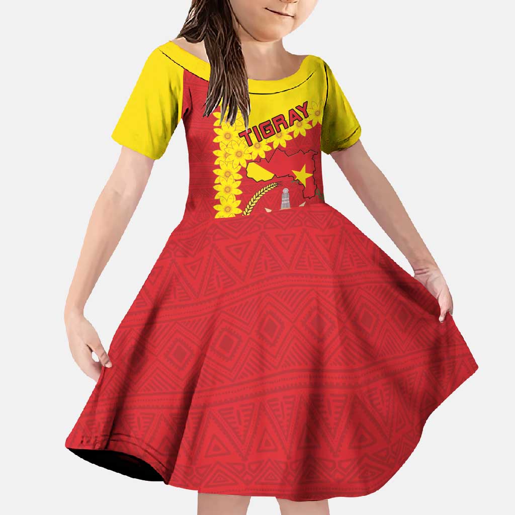 Tigray Region Family Matching Off Shoulder Maxi Dress and Hawaiian Shirt Tigray Emblem With Flag Map