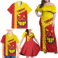 Tigray Region Family Matching Off Shoulder Maxi Dress and Hawaiian Shirt Tigray Emblem With Flag Map