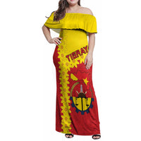 Tigray Region Family Matching Off Shoulder Maxi Dress and Hawaiian Shirt Tigray Emblem With Flag Map
