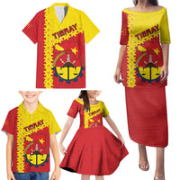 Tigray Region Family Matching Puletasi and Hawaiian Shirt Tigray Emblem With Flag Map