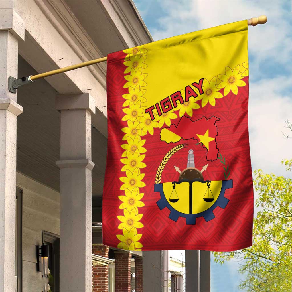 Tigray Region Garden Flag Tigray Emblem With Flag Map