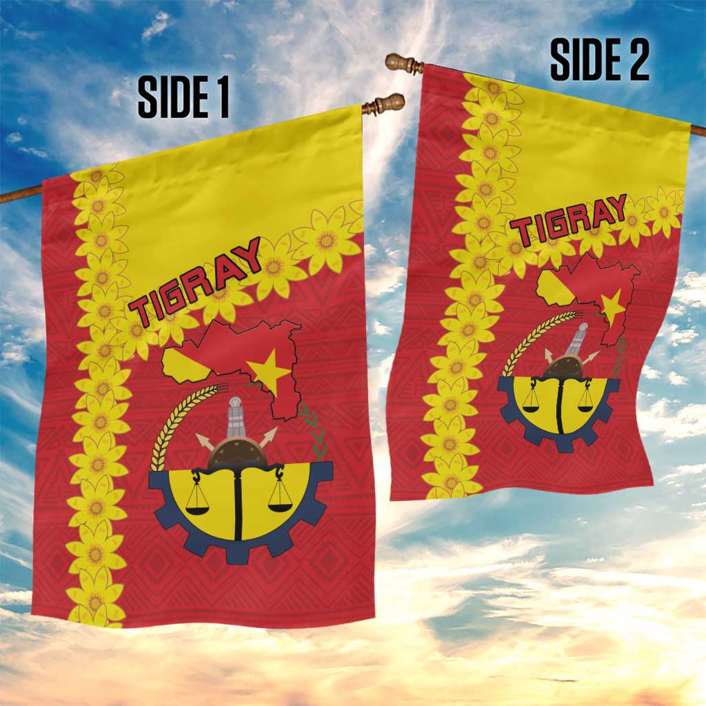 Tigray Region Garden Flag Tigray Emblem With Flag Map