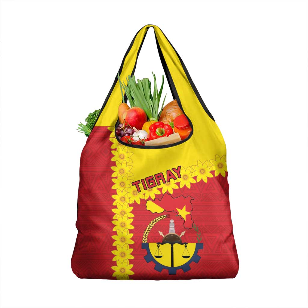 Tigray Region Grocery Bag Tigray Emblem With Flag Map