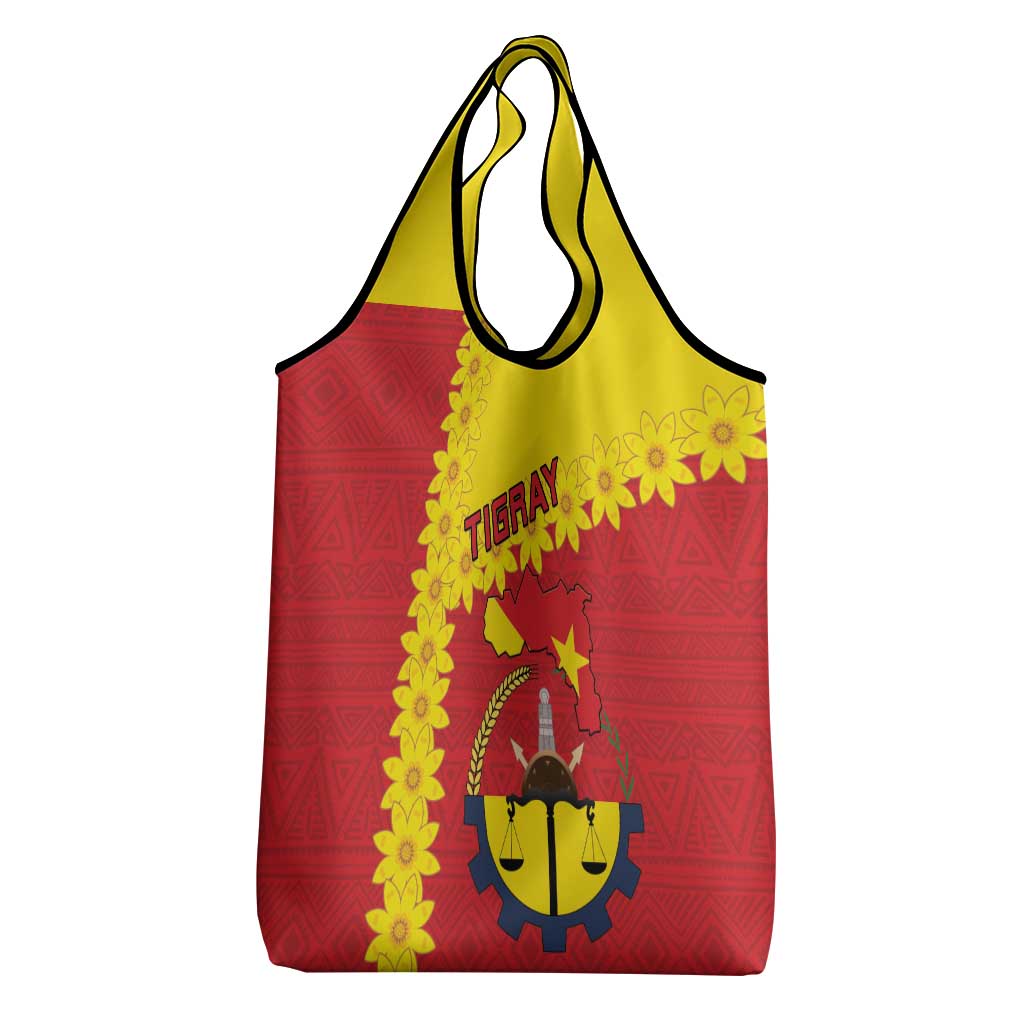 Tigray Region Grocery Bag Tigray Emblem With Flag Map