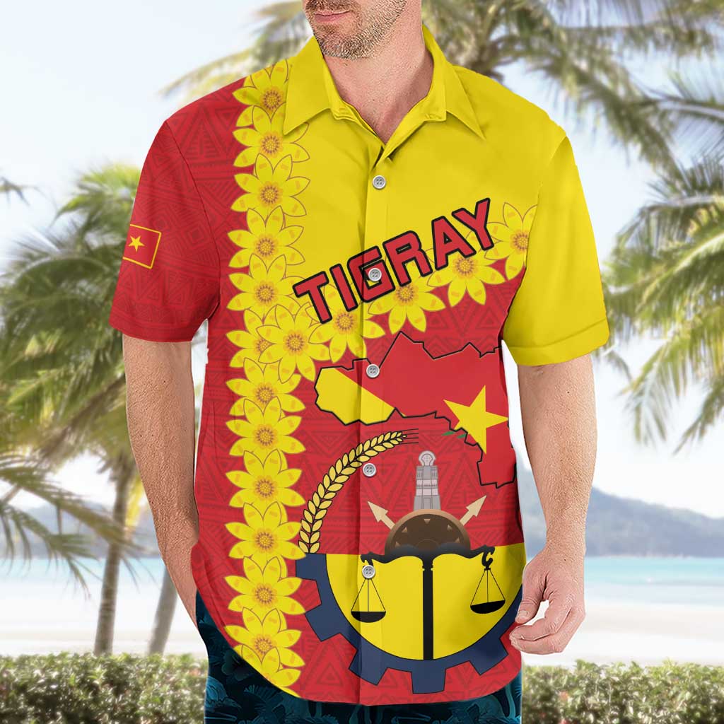 Tigray Region Hawaiian Shirt Tigray Emblem With Flag Map