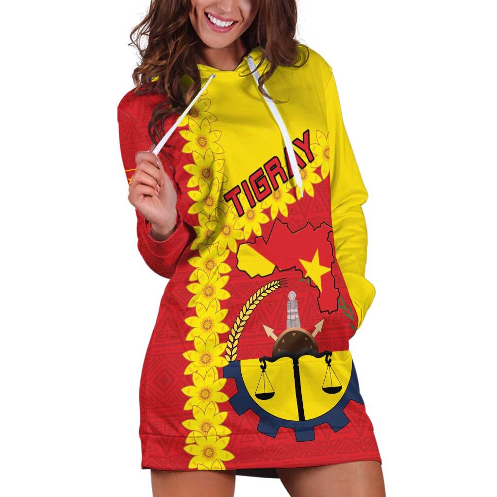 Tigray Region Hoodie Dress Tigray Emblem With Flag Map