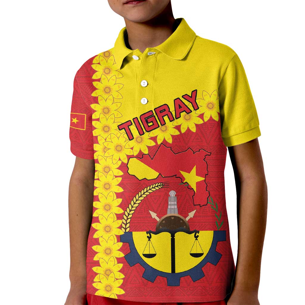 Tigray Region Kid Polo Shirt Tigray Emblem With Flag Map