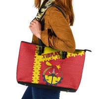Tigray Region Leather Tote Bag Tigray Emblem With Flag Map