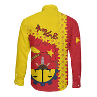 Tigray Region Long Sleeve Button Shirt Tigray Emblem With Flag Map
