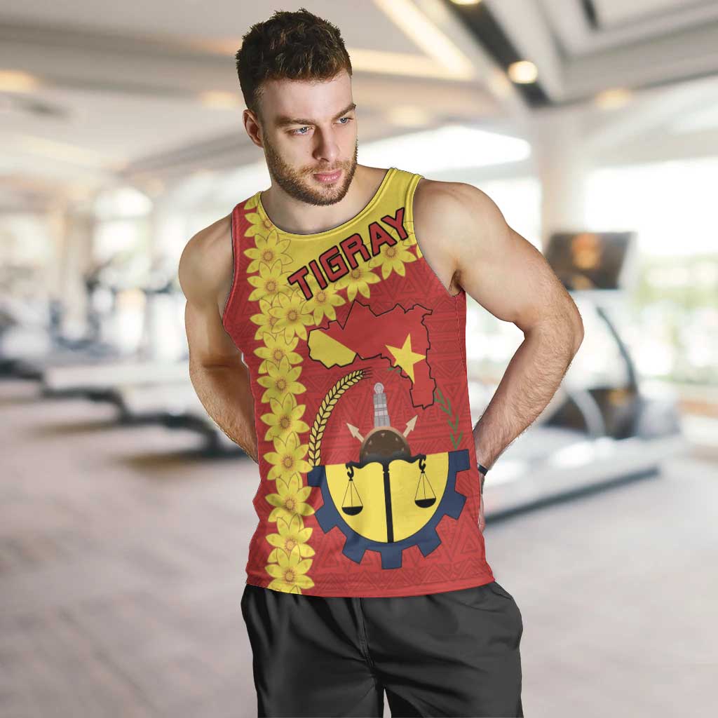 Tigray Region Men Tank Top Tigray Emblem With Flag Map