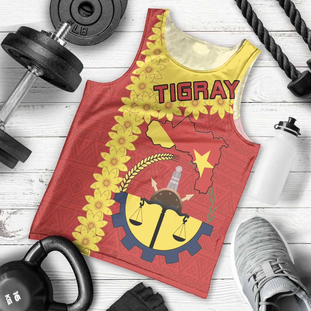 Tigray Region Men Tank Top Tigray Emblem With Flag Map