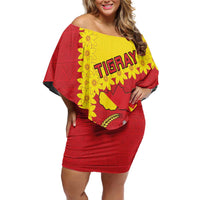 Tigray Region Off Shoulder Short Dress Tigray Emblem With Flag Map