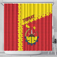 Tigray Region Shower Curtain Tigray Emblem With Flag Map