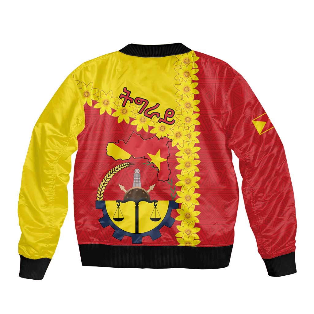 Tigray Region Sleeve Zip Bomber Jacket Tigray Emblem With Flag Map