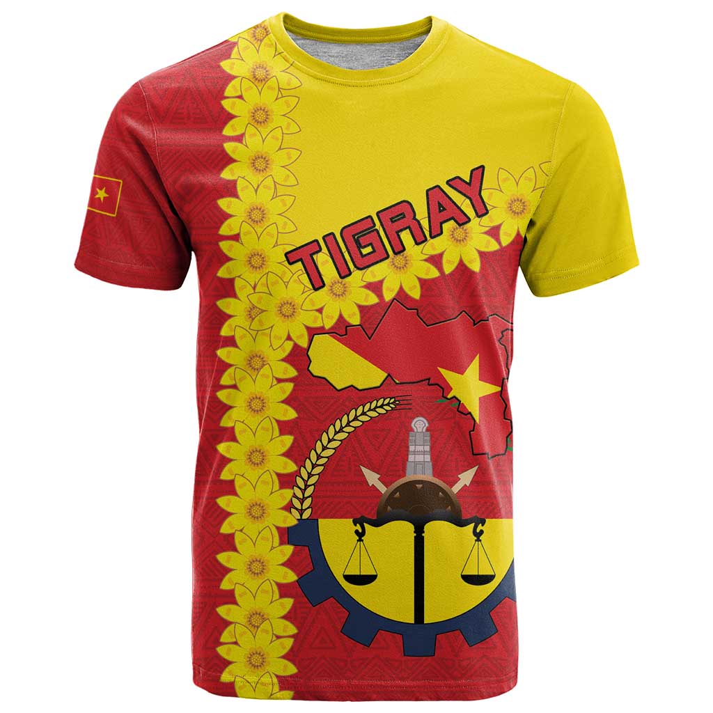 Tigray Region T Shirt Tigray Emblem With Flag Map