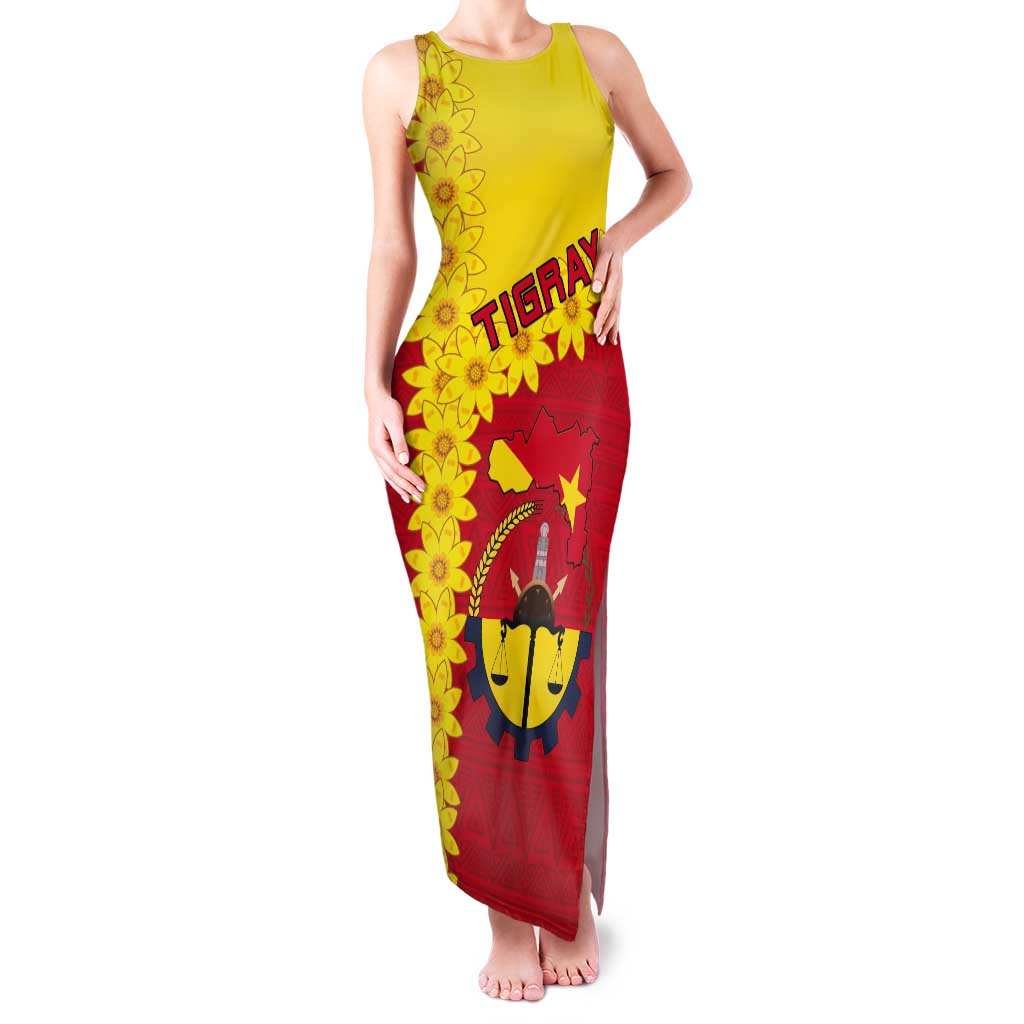 Tigray Region Tank Maxi Dress Tigray Emblem With Flag Map