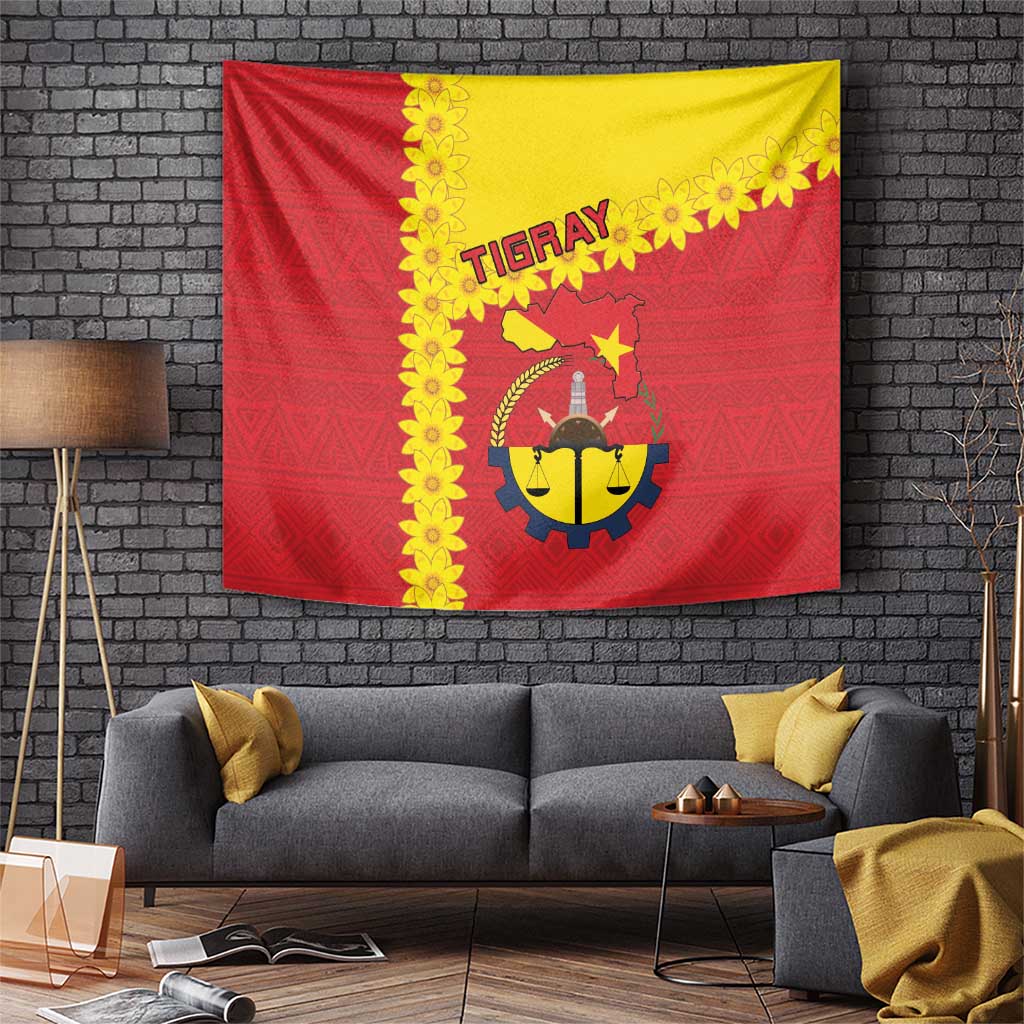 Tigray Region Tapestry Tigray Emblem With Flag Map