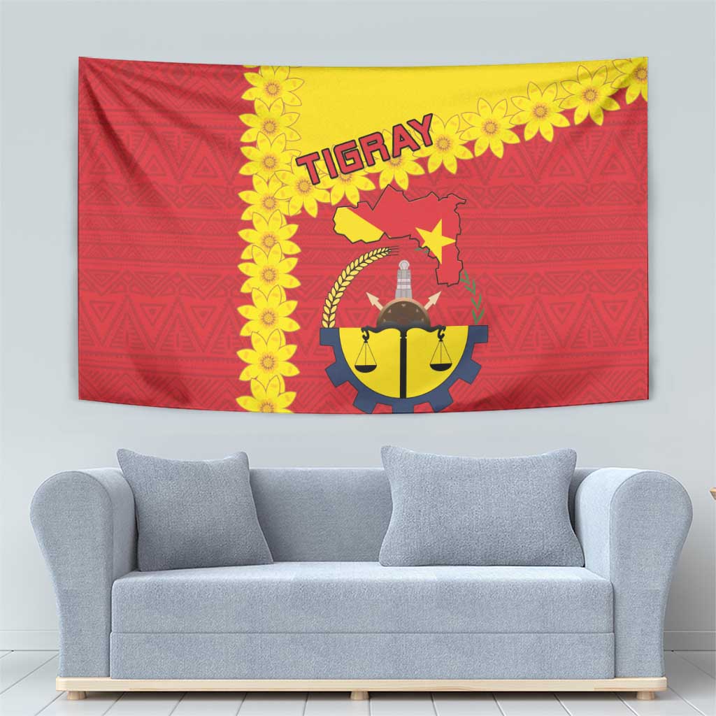 Tigray Region Tapestry Tigray Emblem With Flag Map