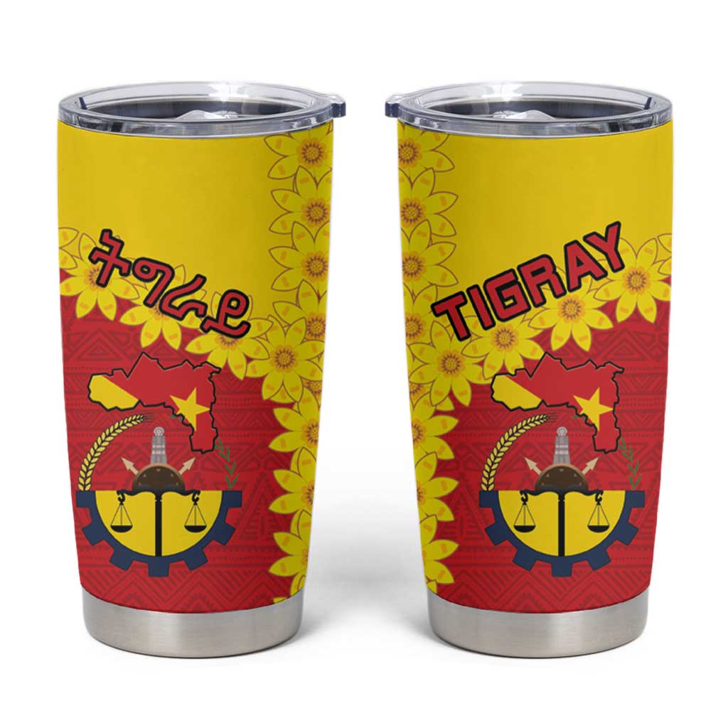 Tigray Region Tumbler Cup Tigray Emblem With Flag Map